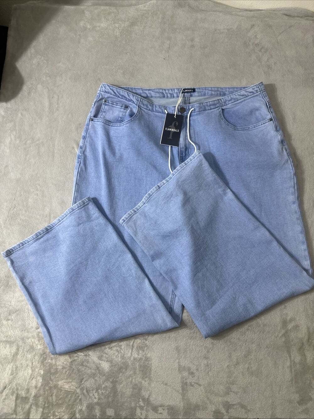 Flamingals Women’s 3XL Baggy Wide Leg Jeans Light Wash NWT